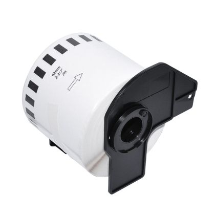 Makki Brother DK-22205 - Roll White Continuous Length Paper Tape 62mm x 30.48m, Black on White - MK-DK-22205