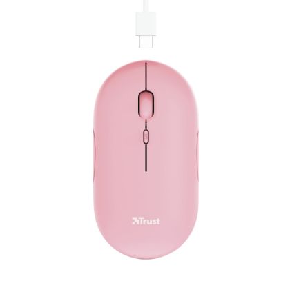 Mouse TRUST Puck Wireless și mouse reîncărcabil BT roz