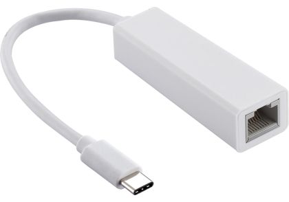 Adaptor de rețea Estillo 10/100 Mbps, USB-C 2.0 la RJ45, alb