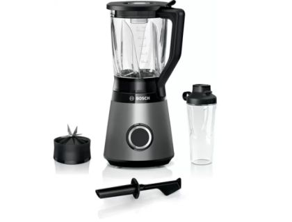 Blender Bosch MMB6174S Series 4, VitaPower Blender, 1200 W, Glass ThermoSafe jug 1.5 l, Tritan ToGo bottle 0.6 l, Two speed settings and pulse function, ProEdge stainless steel blades made in Solingen, Silver