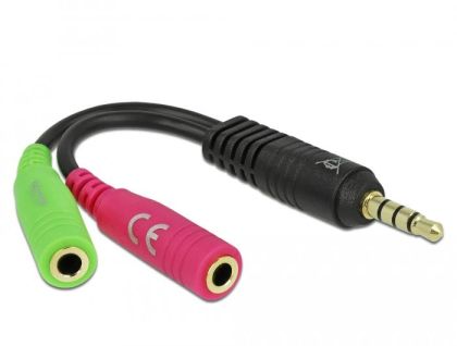 Splitter audio Delock, mufă de 3,5 mm tată - 2 x mufă de 3,5 mm mamă, 10 cm