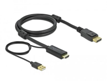 Cablu Delock HDMI tată - DisplayPort USB tată, 4K 30 Hz, 1 m, Negru