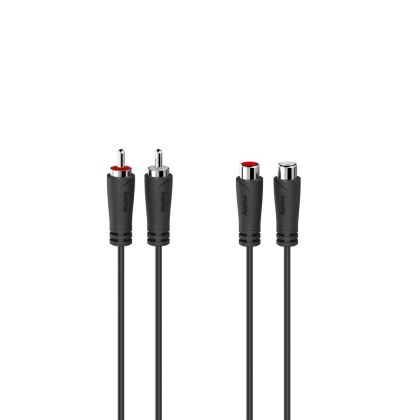 Cablu prelungitor audio HAMA 2 x Chinch tată - 2 x Chinch mamă, 5,0 m, negru