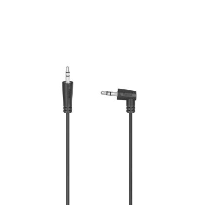 Cablu audio HAMA, mufă de 3,5 mm tată - mufă de 3,5 mm tată la 90°, 1,5 m, Stereo, Negru