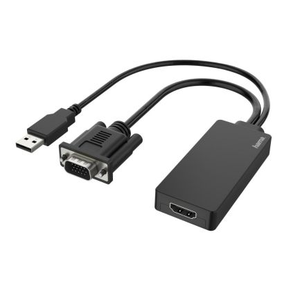 Convertor HAMA, VGA+USB mascul - HDMI mamă, Full HD 1080p, Negru