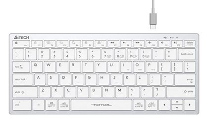 Tastatură fără fir A4TECH FBX51C FStyler alb gri, Bluetooth, 2,4 GHz, USB-C, chirilic, alb