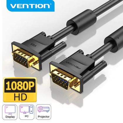 Cablu cablu monitor Vention VGA HD15 M / M 1,5 m placat cu aur, 2 ferite - DAEBG