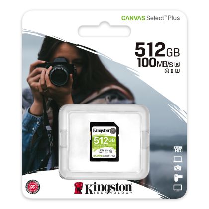 Card de memorie Kingston Canvas Select Plus SD 512GB, clasa 10 UHS-I
