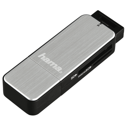 Cititor de carduri HAMA, USB 3.0, SD/microSD, argintiu