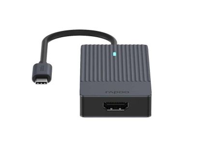Hub Rapoo 4-în-1 cu 4 porturi, 2 x USB-A, 1 x USB-C, 1 x HDMI, negru