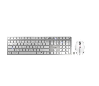 Set tastatură și mouse fără fir CHERRY DW 9100 SLIM, alb/argintiu