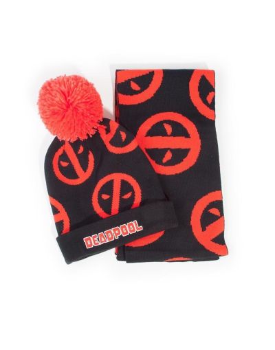 Set eșarfă și pălărie Deadpool DIFUZED, simbol, negru/roșu