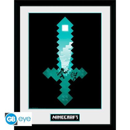GBEYE MINECRAFT - Imprimare înrămată „Diamond Sword” (30x40)