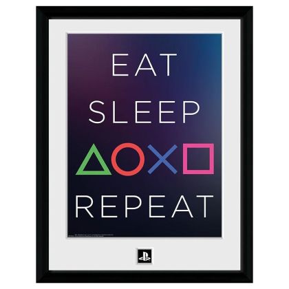 GBEYE PLAYSTATION - Imprimare înrămată „Eat Sleep Repeat” (30x40)