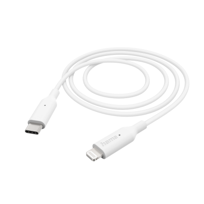 Hama Charging Cable, USB-C - Lightning, 1 m, white