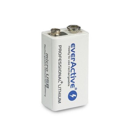 Acumulator Baterie R22 9V LiIon 500mAh/550 preincarcat +micro Usb 1 buc. în ambalaj EVERACTIVE