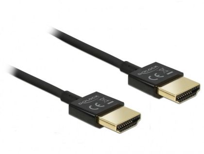 Cablu Delock HDMI-A tată - HDMI-A tată, Ethernet, 3D, 4K, 0,25 m, Negru