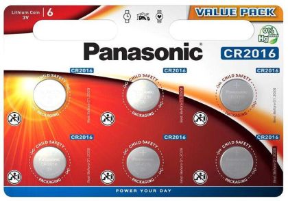 Baterie buton litiu PANASONIC CR2016, 3V, 6 buc. într-un blister /preț pentru 6 buc./