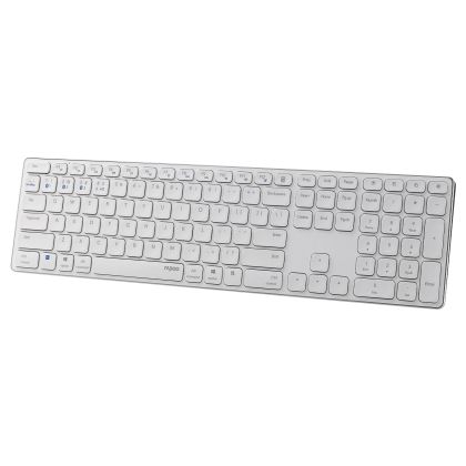 Tastatură fără fir Rapoo E9800M, structură X, multimod, Bluetooth, 2,4 GHz, alb