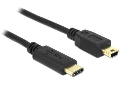 Cablu DeLock, USB-C tată - USB-B tată, USB 2.0, 0,5 m, Negru