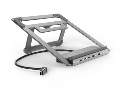 Stație de andocare USB-C Hama „Connect2Office Stand”, suport pentru laptop, 12 porturi