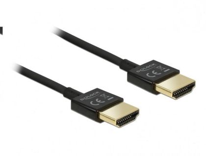 Cablu Delock HDMI-A tată - HDMI-A tată, Ethernet, 4K, 0,5 m, Negru