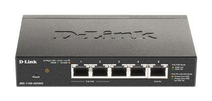 Comutator D-Link DGS-1100-05PDV2, 5 porturi 10/100/1000 Gigabit Smart Switch, PoE, gestionat