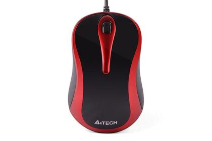 Mouse cu fir A4Tech N-360, 1200 DPI, negru/roșu