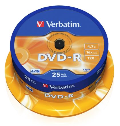 Media Verbatim DVD-R AZO 4.7GB 16X SUPRAFATA ARGINTIU MAT (PACHET 25)