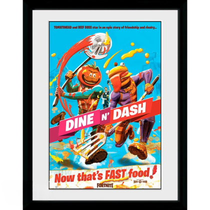 GBEYE FORTNITE - Imprimare înrămată „Dine n Dash” (30x40)