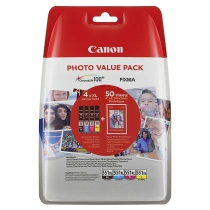 Consumabile Canon CLI-551XL C/M/Y/BK Photo Value Pack