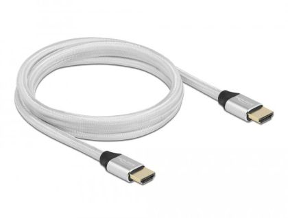 Cable Delock de viteză ultra mare, HDMI tată - HDMI tată, 48 Gbit/s, 8K 60 Hz, 2 m, argintiu