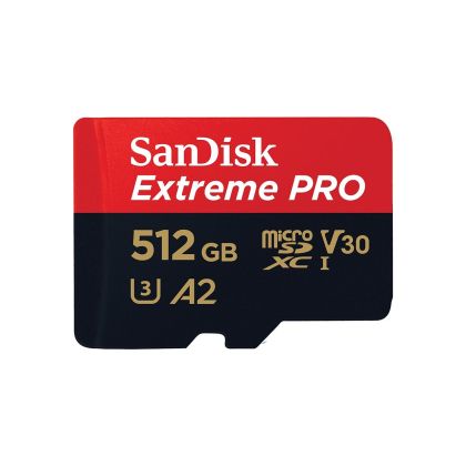 Card de memorie SANDISK Extreme PRO microSDXC, 512 GB, Clasa 10 U3, A2, V30, 140 MB/s cu adaptor la SD