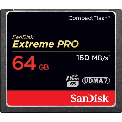 Card de memorie SANDISK Extreme PRO, CompactFlash, 64GB, VPG 65, 160 Mb/s