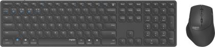 Set tastatură și mouse RAPOO 9800M, Multi mod, Bluetooth, 2.4Ghz, Wireless, Negru