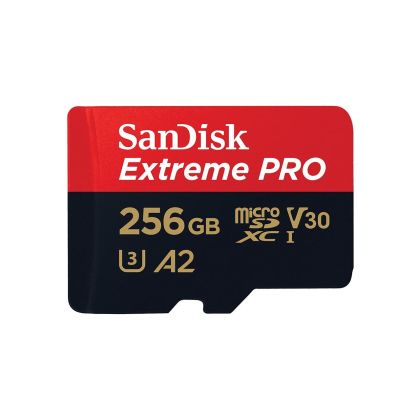 Card de memorie SANDISK Extreme PRO microSDXC, 256 GB, Clasa 10 U3, A2, V30, 140 MB/s cu adaptor la SD