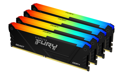 Memorie Kingston FURY Beast Black RGB 32GB(4x8GB) DDR4 2666MHz CL16 KF426C16BB2AK4/32