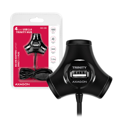 Hub AXAGON HUE-X3B 4x USB2.0 TRINITY Negru