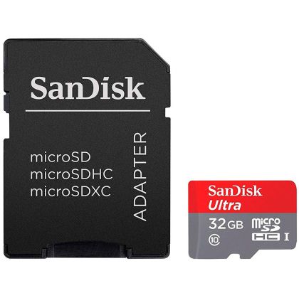 SanDisk High Endurance microSDHC 32GB + Adaptor SD - pentru camere de bord și monitorizare acasă, până la 2.500 de ore, videoclipuri Full HD / 4K, viteze de citire/scriere de până la 100/40 MB/s, C10, U3, V30, EAN: 619659173067