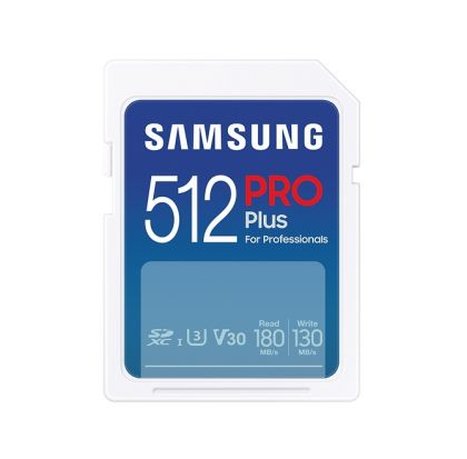 Memorie Samsung 512GB SD Card PRO Plus, UHS-I, Class10, Citire 180MB/s - Scriere 130MB/s