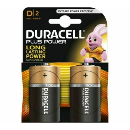 Baterie alcalina DURACELL LR20 D PLUS /2 buc. în ambalaj/ 1.5V