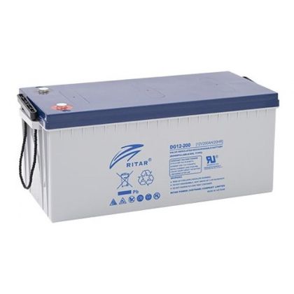Baterie plumb gel RITAR (DG12-200), 12V, 200Ah, 522 /240/ 219 mm, F10/M8, Pentru sisteme solare