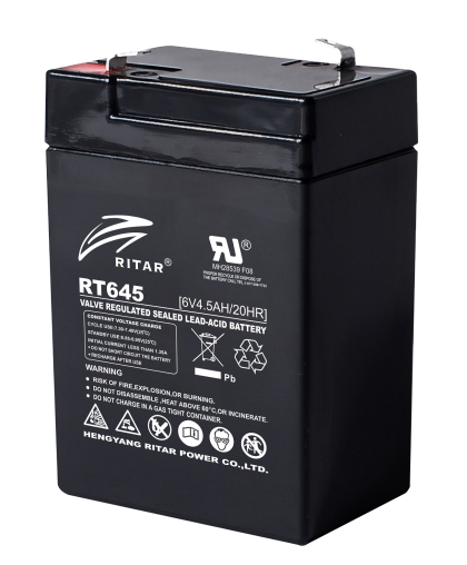 Baterie plumb RITAR, (RT645) AGM, 6V, 4.5Ah, 70/ 47/ 99 mm, borna 1