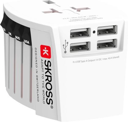Adaptor SKROSS PRO MUV 4 x USB-A, 1.302961, World, Alb