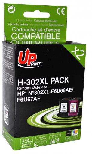 Set de cartuş de cerneală UPRINT HP 302XL BK+CL,F6U68AE+F6U67AE, DJ 1110 AiO/2130 AiO/3630 AiO/4650 AiO