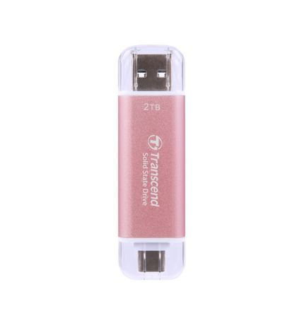 Hard disk Transcend 2TB, USB External SSD, ESD310P, USB 10Gbps, Type C/ A, Pink