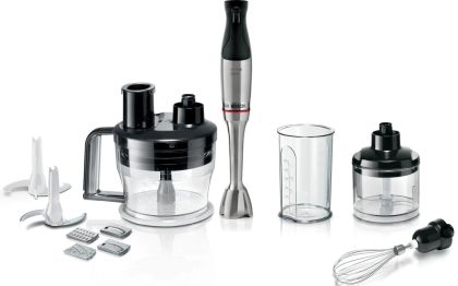 Blender Bosch MSM6M871, SER6, Blender, ErgoMaster, 1200 W, Control dinamic al vitezei, QuattroBlade System Pro, Blender inclus, Robot de bucatarie, Pahar de masura, Tocator si tel din otel inoxidabil, Otel inoxidabil