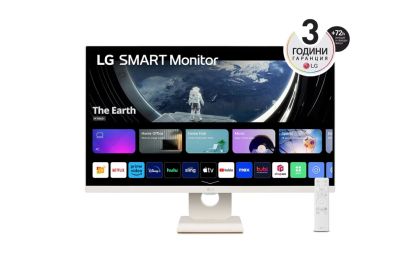 Monitor LG 27SR50F-W, 27" IPS Smart webOS23, Anti-Glare, 5ms, 1000:1, 250cd/m, FHD 1920x1080, HDR 10, HDMI, USB, Wi-Fi B/in, Modul Cititor, Difuzoare 5W x 2 , Înclinare, Negru