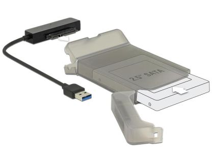 Convertor Delock, USB 3.0 tip A tată - SATA 6 Gb/s 22 pini, carcasă de protecție de 2,5″