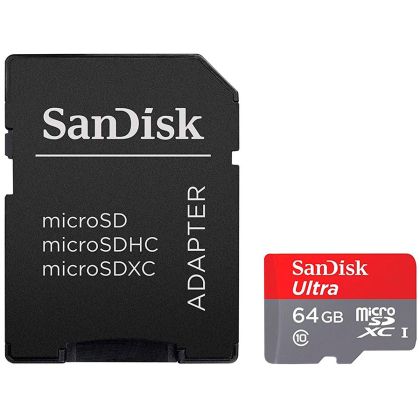 SanDisk High Endurance microSDXC 64GB + Adaptor SD - pentru camere de bord și monitorizare acasă, până la 5.000 de ore, videoclipuri Full HD / 4K, viteze de citire/scriere de până la 100/40 MB/s, C10, U3, V30, EAN: 619659173081